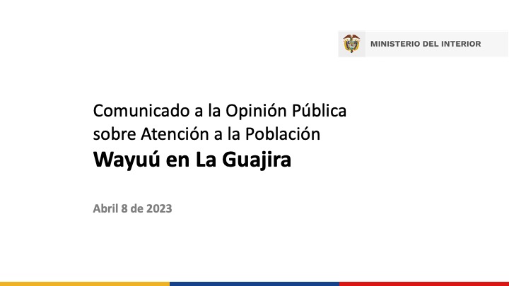 Comunicado sobre atención a la población Wayuu en La Guajira