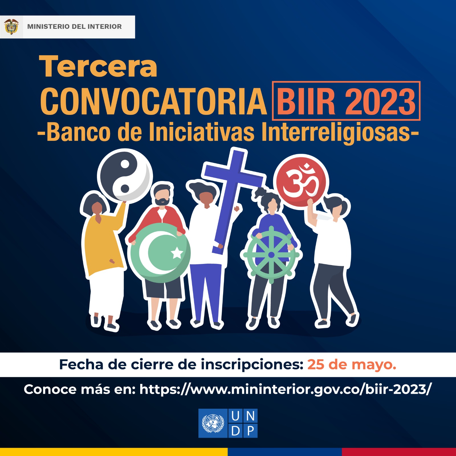 convocatoria del Banco de Iniciativas Interreligiosas (BIIR) 2023, dirigida a organizaciones religiosas que trabajan por el desarrollo sostenible y la construcción del tejido social en Colombia