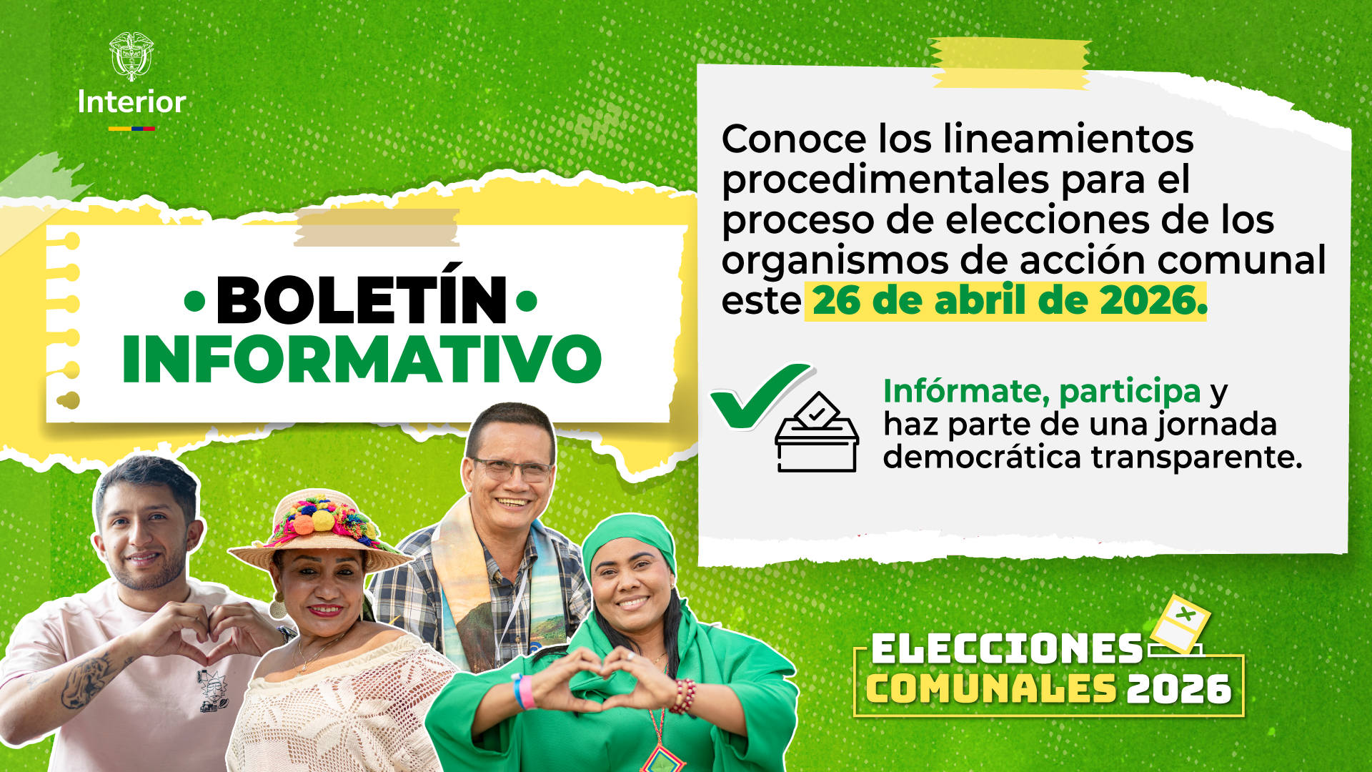 El Ministerio del Interior de Colombia, a través de la Dirección para la Democracia, la Participación Ciudadana y la Acción Comunal, presentó nuevos lineamientos procedimentales dirigidos a gobernadores, alcaldes municipales y distritales, así como a los organismos de acción comunal en todos sus grados, con el propósito de garantizar procesos electorales transparentes, incluyentes y ajustados a la normativa vigente.